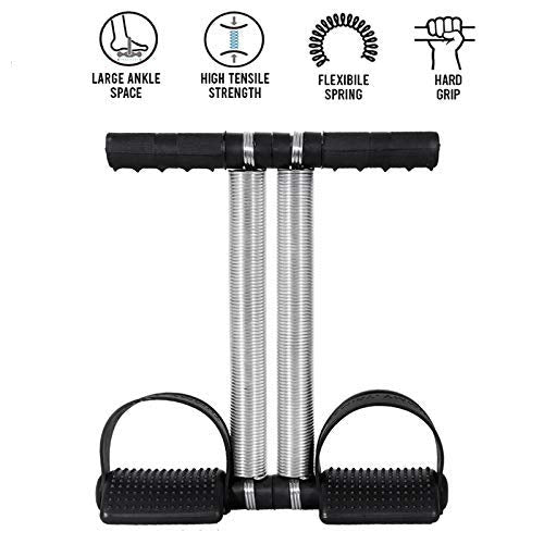 Tummy Trimmer – Double Spring Resistance Band with Foot Pedal | Elastic Sit-Up Pull Rope for Home, Yoga & Full Body Workout