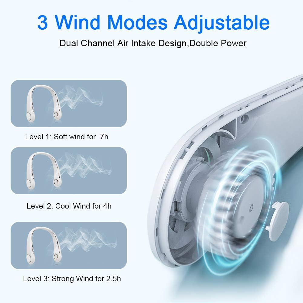 Vaneless Hanging Neck Fan | Bladeless Rechargeable | Portable Hands-Free Cool Air