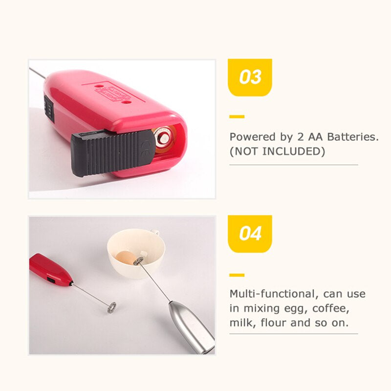 3-in-1 Mini Coffee Beater | Handheld Frother + Mixer + Whisk | Battery Operated for Café-Style Drinks Anywhere