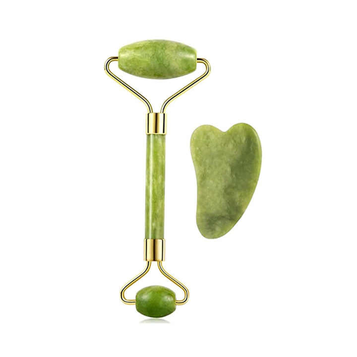 Jade Roller & Gua Sha Set – 100% Natural Stone Facial Tools for Massage, Glow & Skin Tightening