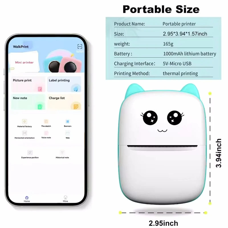 Mini Portable Printer | Bluetooth Color Pocket Printer | For Mobile, Laptop & Photo Printing