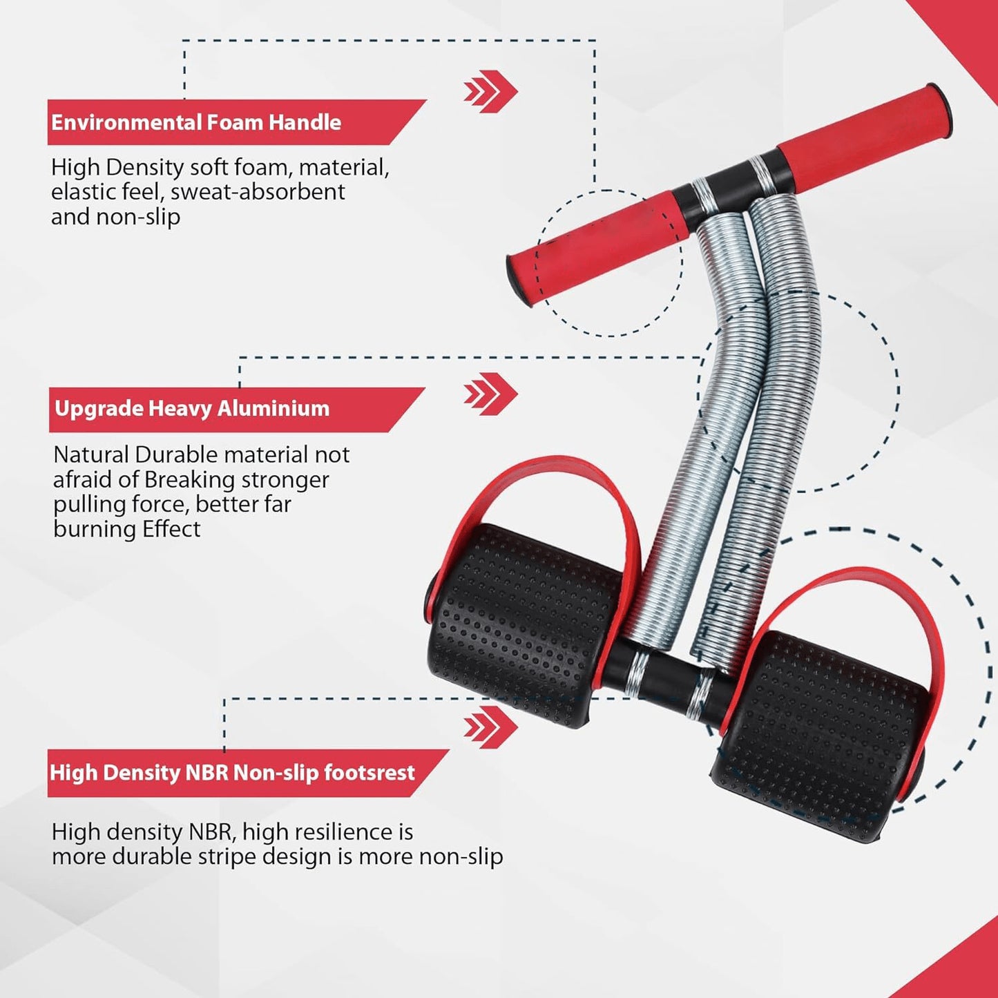 Tummy Trimmer – Double Spring Resistance Band with Foot Pedal | Elastic Sit-Up Pull Rope for Home, Yoga & Full Body Workout