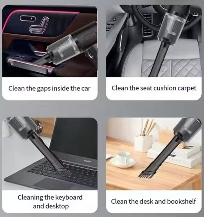 3-in-1 Portable Car Vacuum Cleaner | High-Power Suction, Blower & Inflator | USB Rechargeable & Travel-Friendly