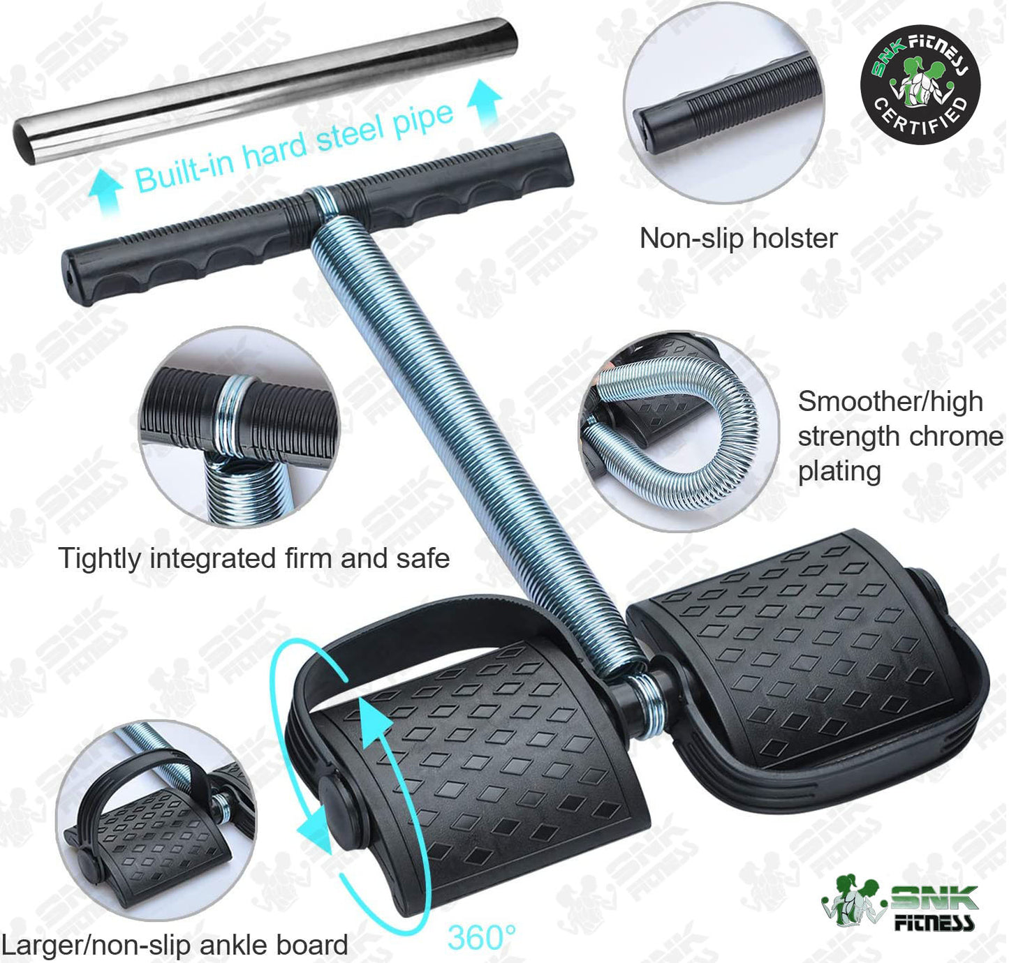 Tummy Trimmer – Double Spring Resistance Band with Foot Pedal | Elastic Sit-Up Pull Rope for Home, Yoga & Full Body Workout