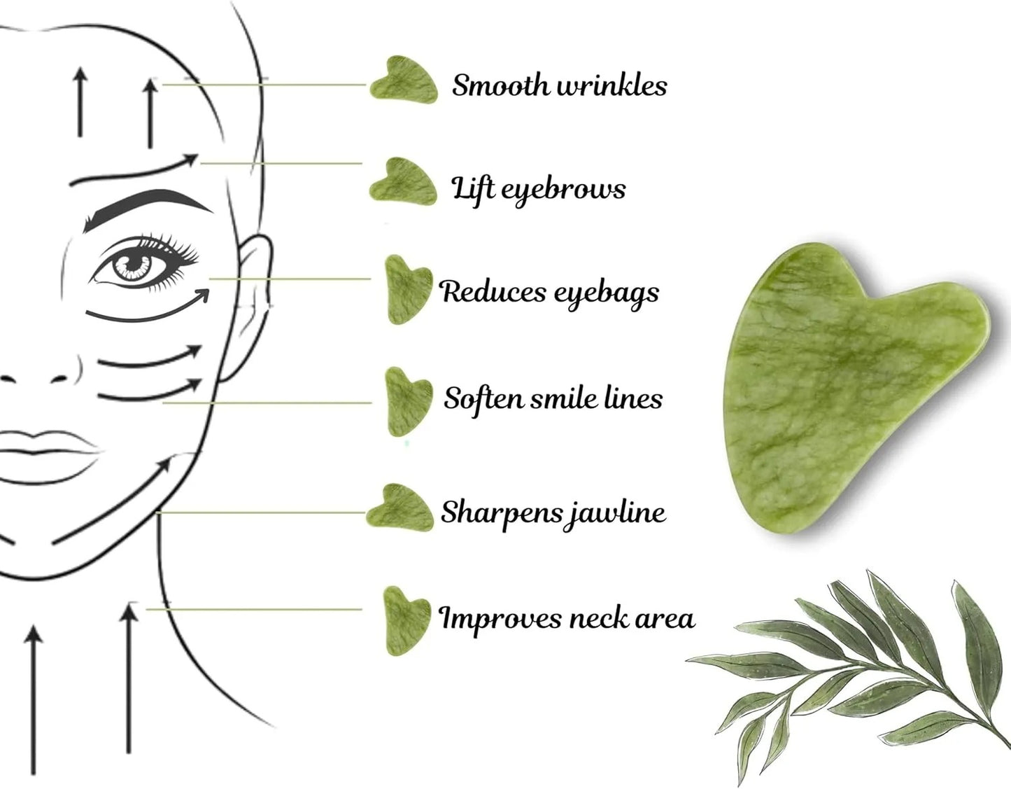 Jade Roller & Gua Sha Set – 100% Natural Stone Facial Tools for Massage, Glow & Skin Tightening