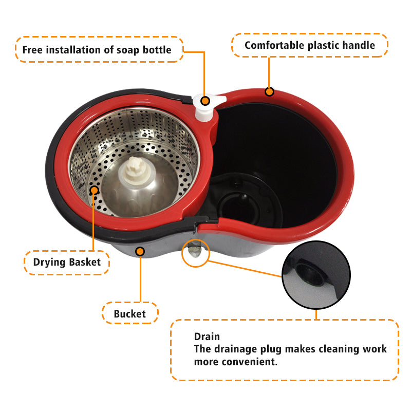 Magic Spin Mop Set – 360° Microfiber Mop with Bucket | Stainless Inside | Includes 2 Refills | Best for Floor, Wall & Window Cleaning