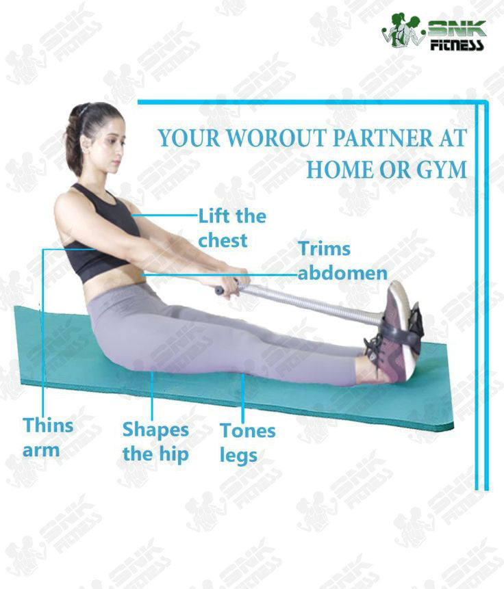 Tummy Trimmer – Double Spring Resistance Band with Foot Pedal | Elastic Sit-Up Pull Rope for Home, Yoga & Full Body Workout