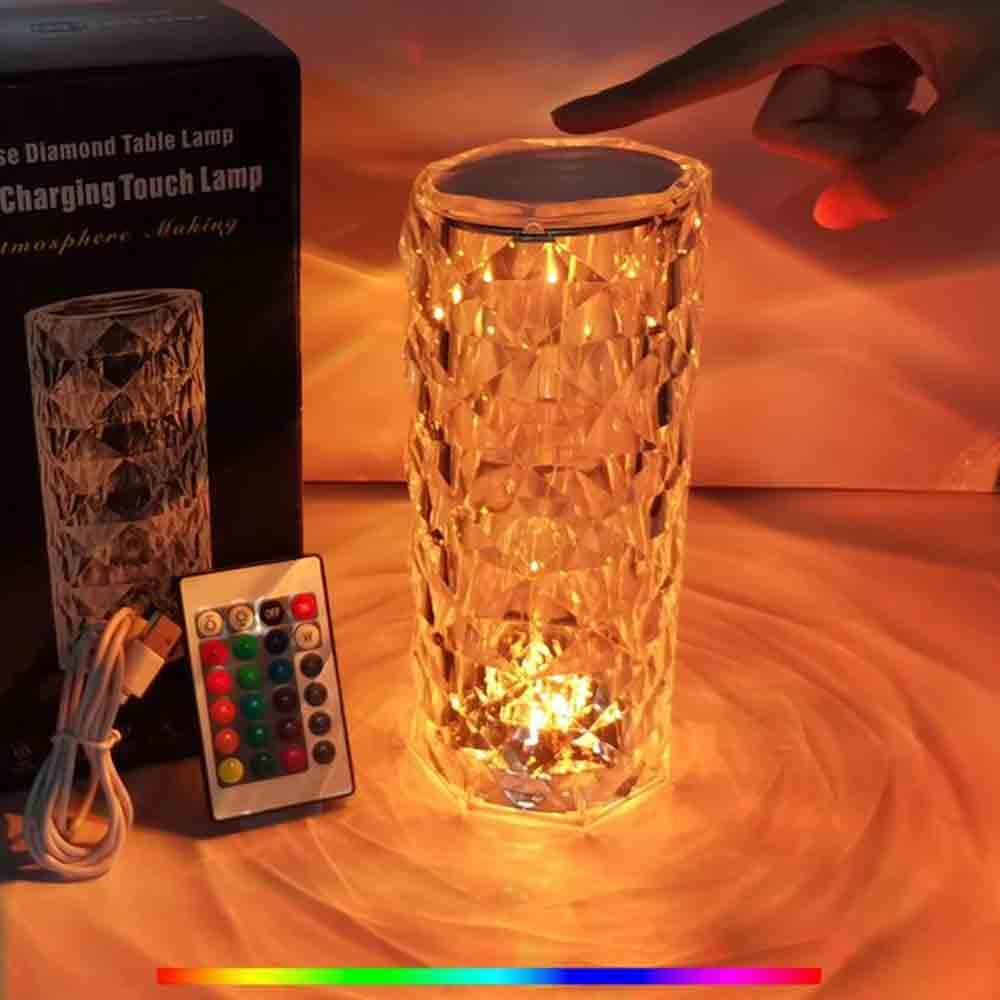 Large Crystal Lamp Rose Light – 16 Color Changing Diamond Lamp with Remote & Touch Control | Home Decor Lighting