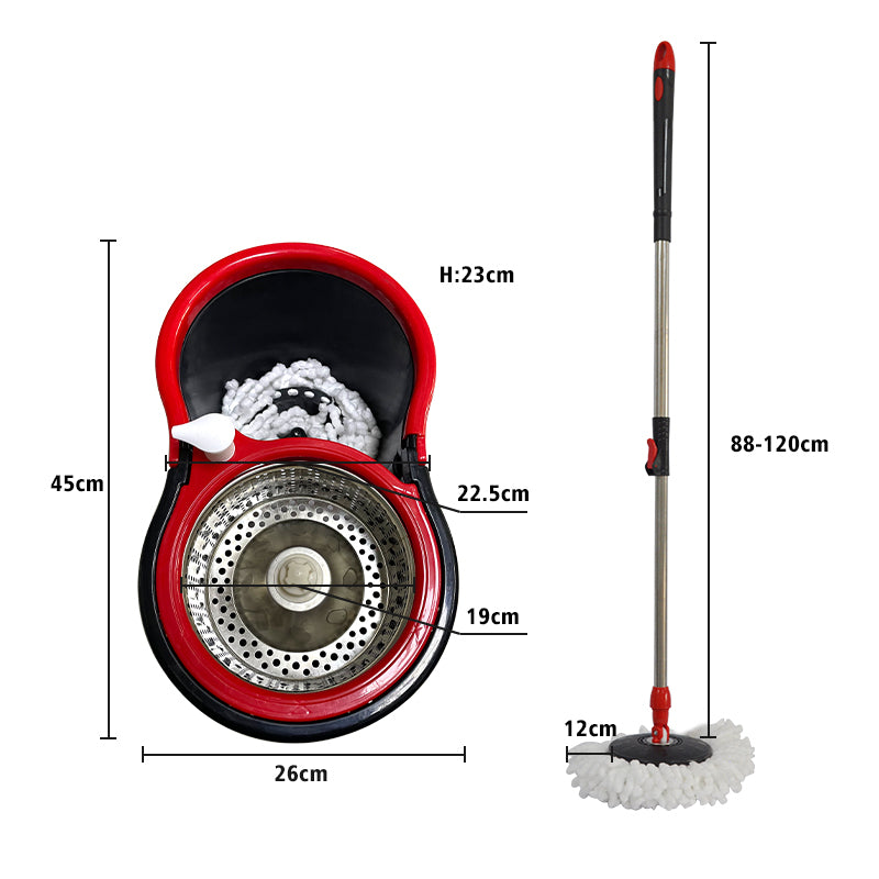 Magic Spin Mop Set – 360° Microfiber Mop with Bucket | Stainless Inside | Includes 2 Refills | Best for Floor, Wall & Window Cleaning