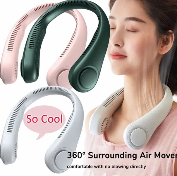Vaneless Hanging Neck Fan | Bladeless Rechargeable | Portable Hands-Free Cool Air