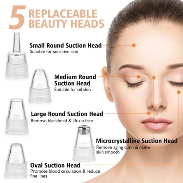 Blackhead Remover Pore Cleaner | Electric Deep Cleansing Tool for Nose & Face | USB Rechargeable with 4 Heads