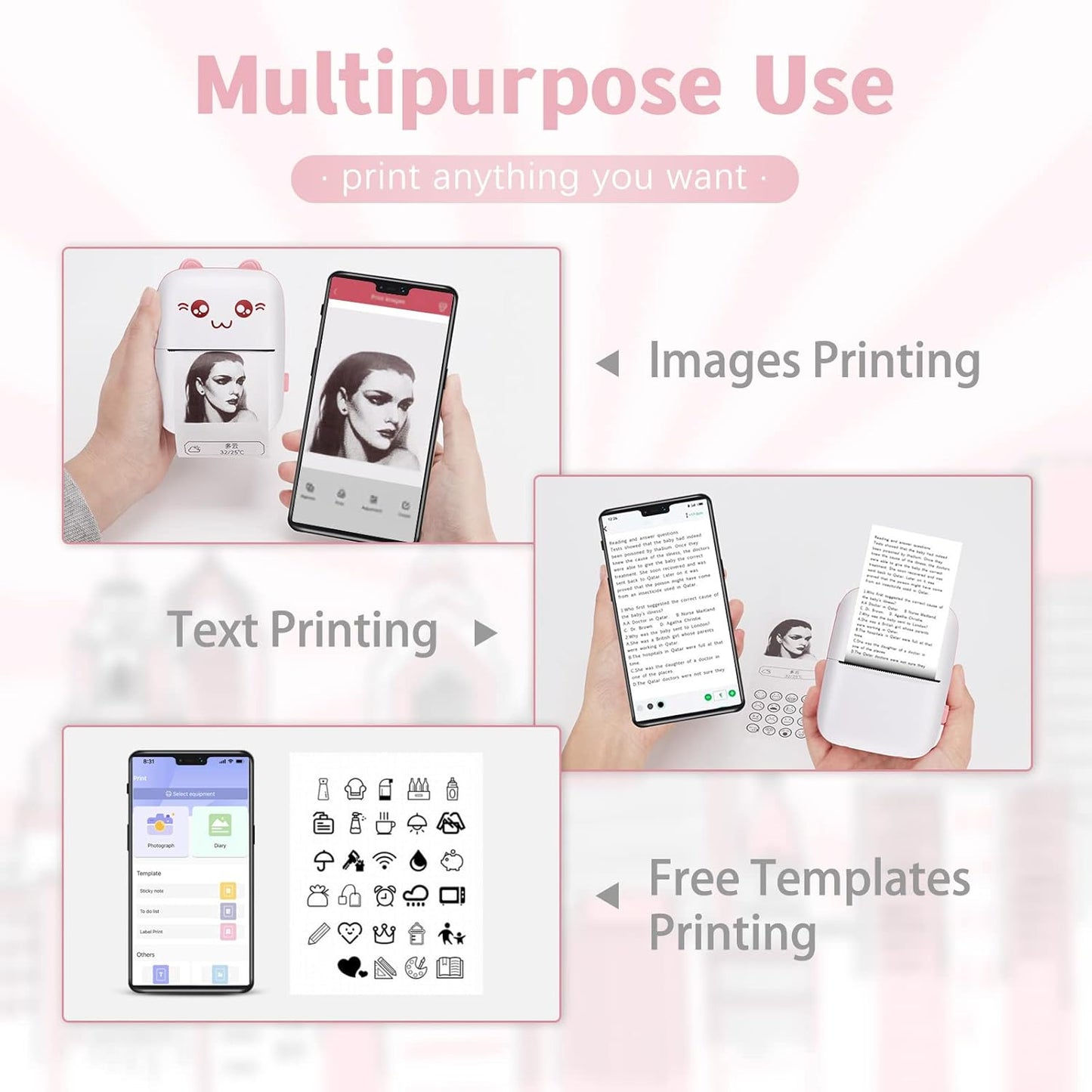 Mini Portable Printer | Bluetooth Color Pocket Printer | For Mobile, Laptop & Photo Printing