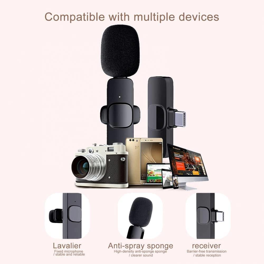 K8 Wireless Mic – Single/Double | Type-C, iOS, Android, USB, AUX 3.5mm Compatible