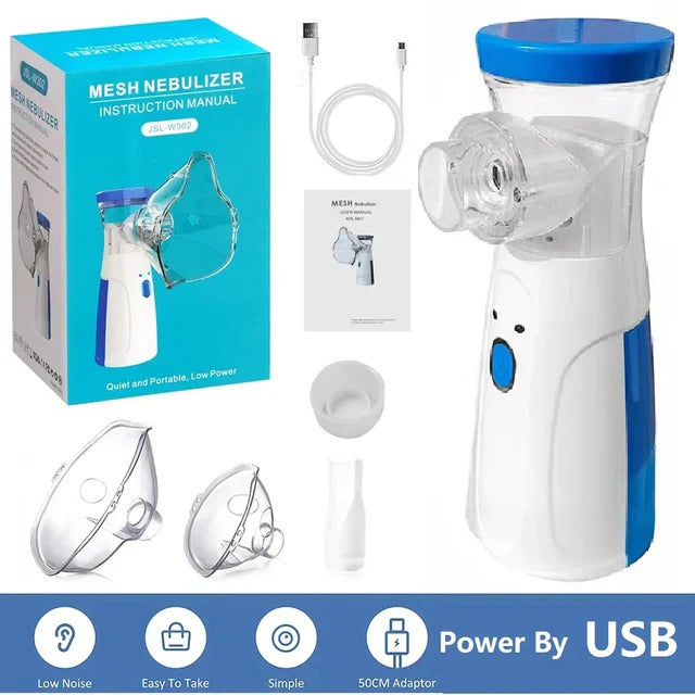 Portable Silent Nebulizer | Ultrasonic Mesh Inhaler | USB & Battery Operated | Kids & Adults