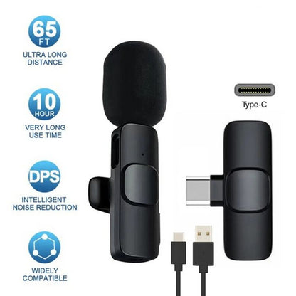 K8 Wireless Mic – Single/Double | Type-C, iOS, Android, USB, AUX 3.5mm Compatible