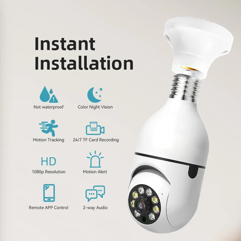 Tuya 5G WiFi Bulb Camera | 5MP/3MP Indoor PT Security | Auto Tracking, Two-Way Audio, Night Vision