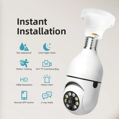 Tuya 5G WiFi Bulb Camera | 5MP/3MP Indoor PT Security | Auto Tracking, Two-Way Audio, Night Vision