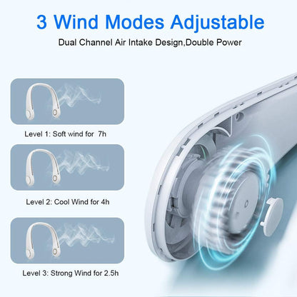Vaneless Hanging Neck Fan | Bladeless Rechargeable | Portable Hands-Free Cool Air