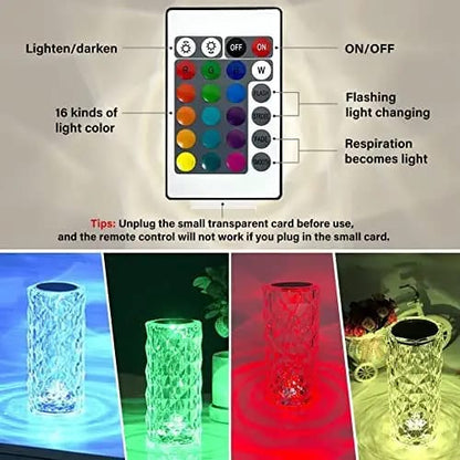 Large Crystal Lamp Rose Light – 16 Color Changing Diamond Lamp with Remote & Touch Control | Home Decor Lighting