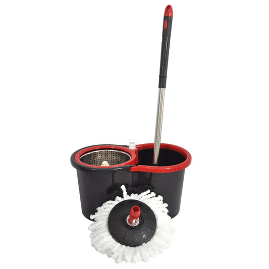 Magic Spin Mop Set – 360° Microfiber Mop with Bucket | Stainless Inside | Includes 2 Refills | Best for Floor, Wall & Window Cleaning