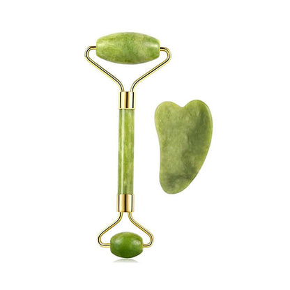 Jade Roller & Gua Sha Set – 100% Natural Stone Facial Tools for Massage, Glow & Skin Tightening