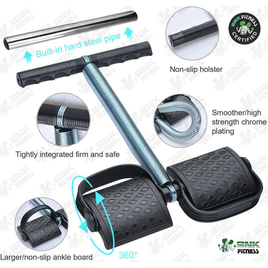 Tummy Trimmer – Double Spring Resistance Band with Foot Pedal | Elastic Sit-Up Pull Rope for Home, Yoga & Full Body Workout