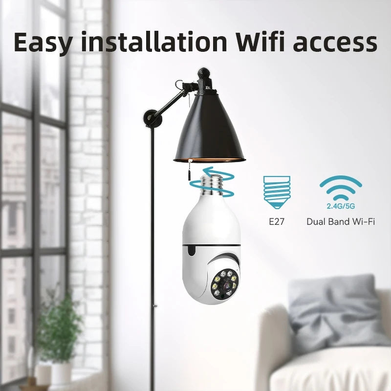 Tuya 5G WiFi Bulb Camera | 5MP/3MP Indoor PT Security | Auto Tracking, Two-Way Audio, Night Vision