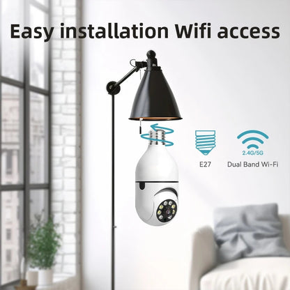 Tuya 5G WiFi Bulb Camera | 5MP/3MP Indoor PT Security | Auto Tracking, Two-Way Audio, Night Vision