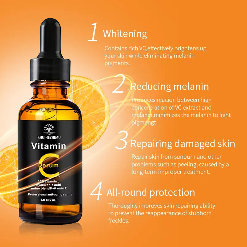 Natural Vitamin C Serum | Face Whitening, Brightening & Moisturizing | With Hyaluronic Acid – Made in USA