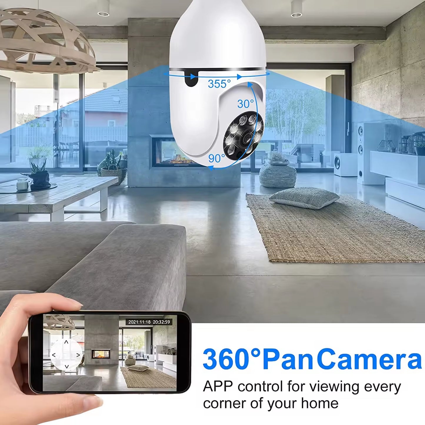Tuya 5G WiFi Bulb Camera | 5MP/3MP Indoor PT Security | Auto Tracking, Two-Way Audio, Night Vision