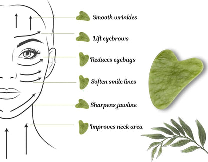 Jade Roller & Gua Sha Set – 100% Natural Stone Facial Tools for Massage, Glow & Skin Tightening