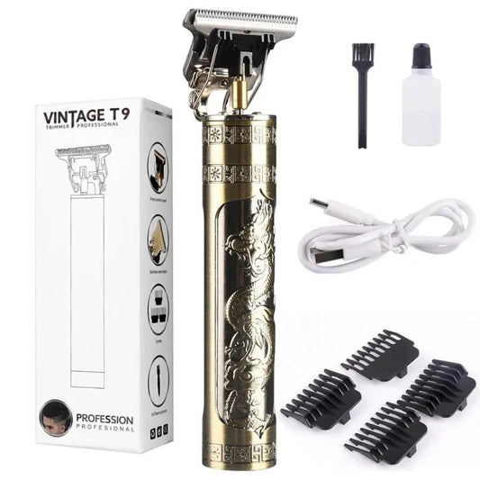 T9 Vintage Hair Trimmer | Cordless USB Beard & Hair Clipper | Men’s Grooming Tool for Haircuts, Fades & Shaving