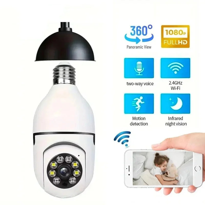 Tuya 5G WiFi Bulb Camera | 5MP/3MP Indoor PT Security | Auto Tracking, Two-Way Audio, Night Vision
