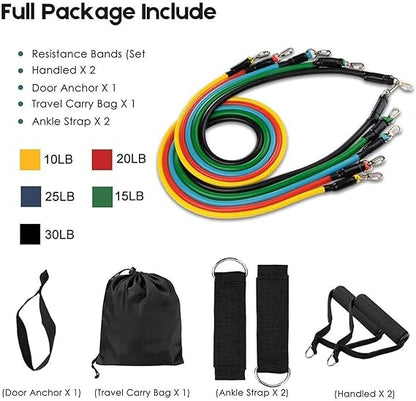 Resistance Bands Set for Exercise | Stretch & Strength Workout Kit with Handles, Door Anchor & Carry Bag – Unisex Full Body Training