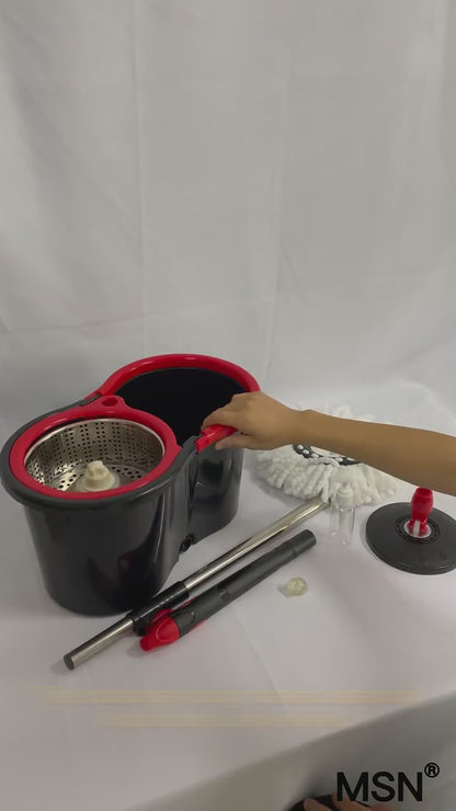Magic Spin Mop Set – 360° Microfiber Mop with Bucket | Stainless Inside | Includes 2 Refills | Best for Floor, Wall & Window Cleaning